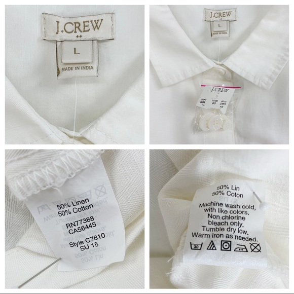 J. Crew Linen Blend White Utility Style Jacket Shacket Chore Jacket - Picture 12 of 16